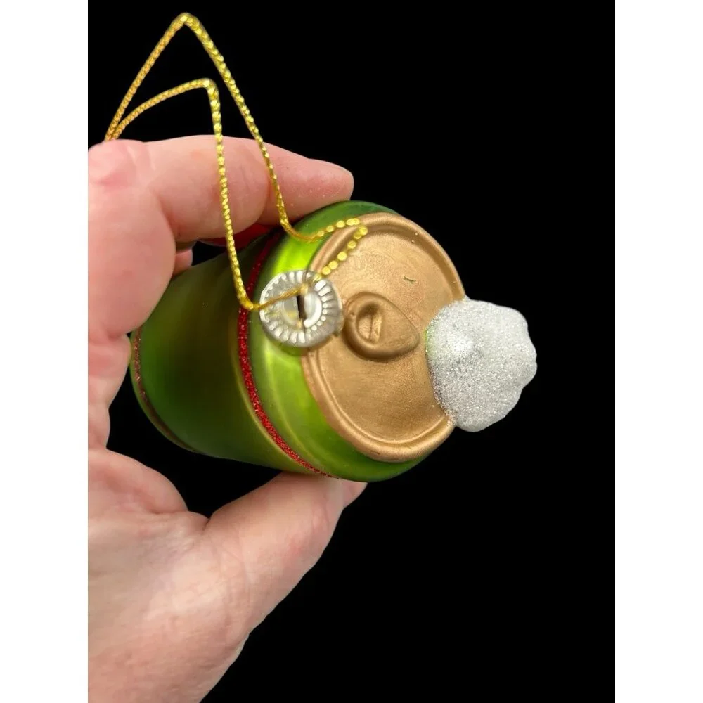 Blown Glass Glitter Foaming Beer Can Christmas Ornament 2022 Target Wondershop